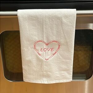 Heart Love Embroidered Holiday DG Collections Cotton 27"x27" Kitchen Flour Towel